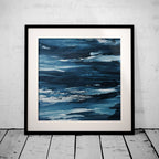 Abstract Blue Waves Brush Strokes - Rolled Poster Wall Art Print | House Prints