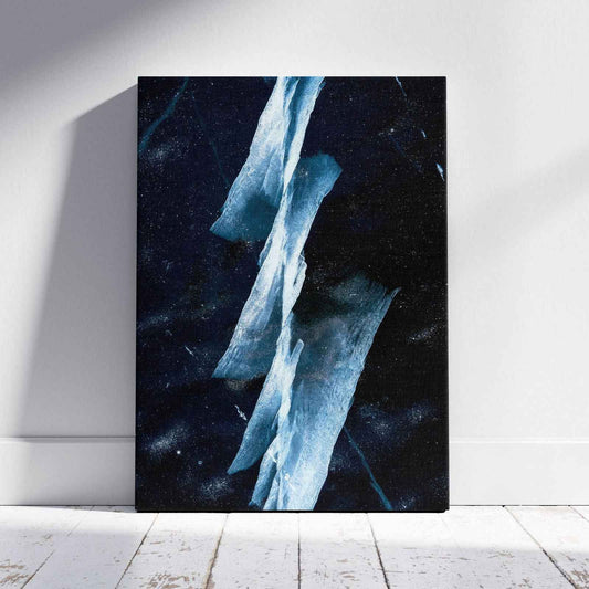 Abstract Blue & White Angled Lines - Framed Canvas Wall Art Print - House Prints