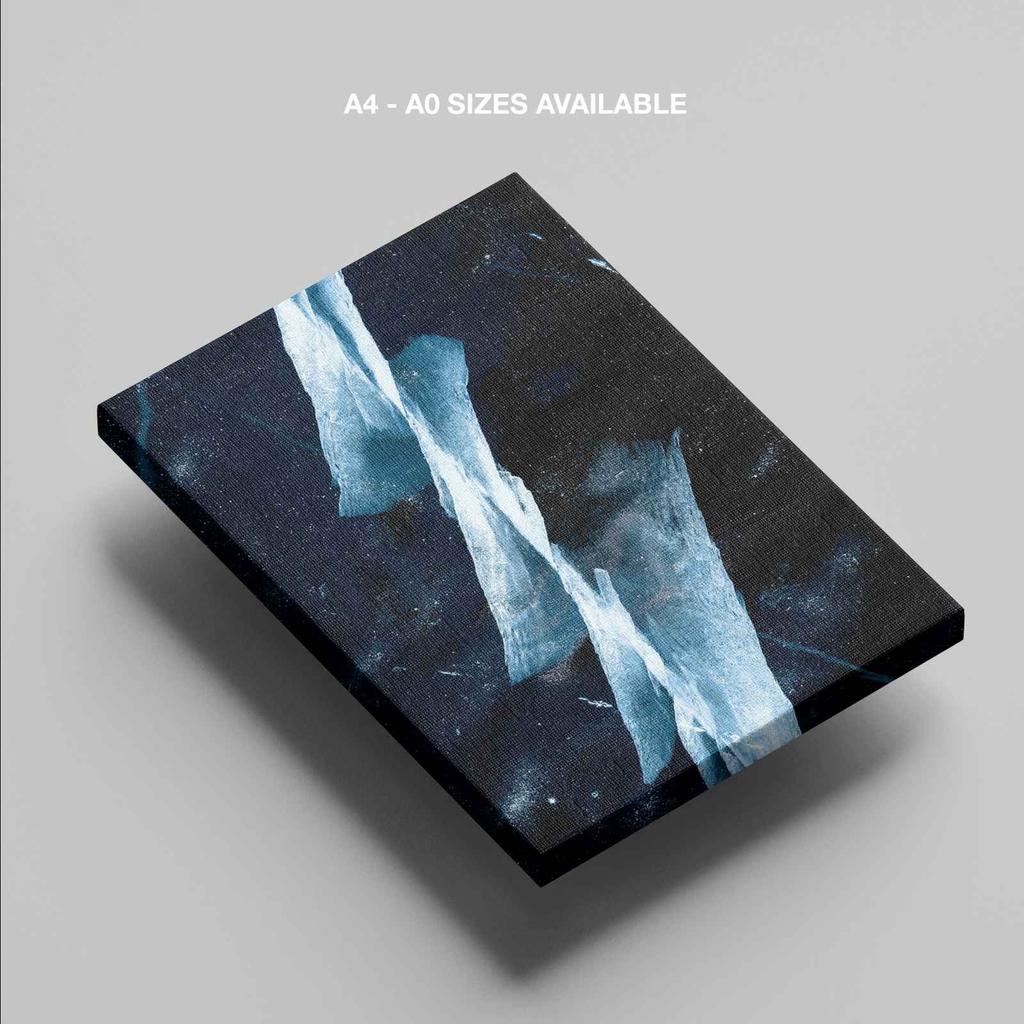 Abstract Blue & White Angled Lines - Framed Canvas Wall Art Print | House Prints