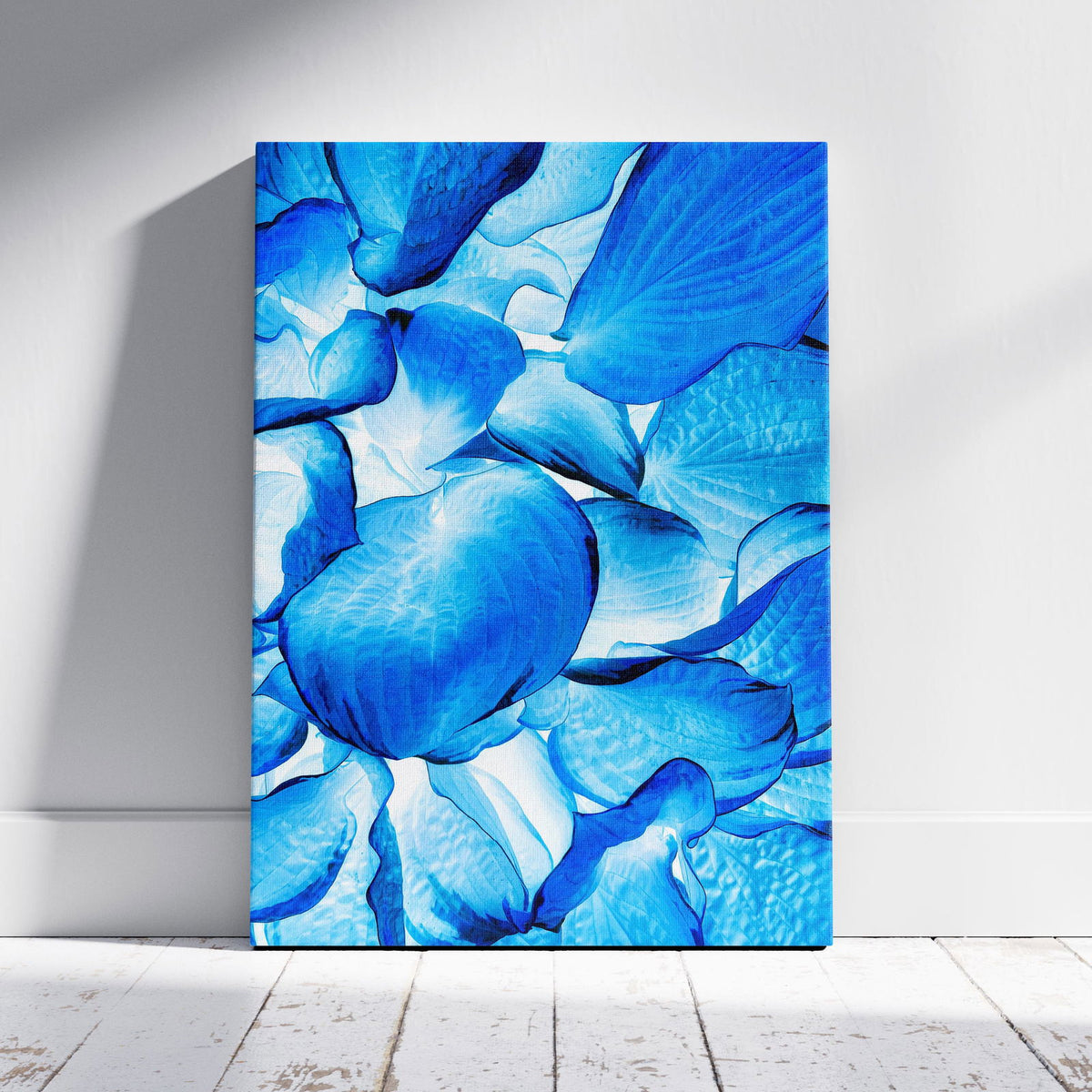 Abstract Bright Blue Flower Petals - Framed Canvas Wall Art Print | House Prints