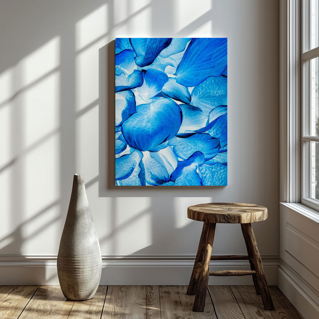 Abstract Bright Blue Flower Petals - Framed Canvas Wall Art Print | House Prints