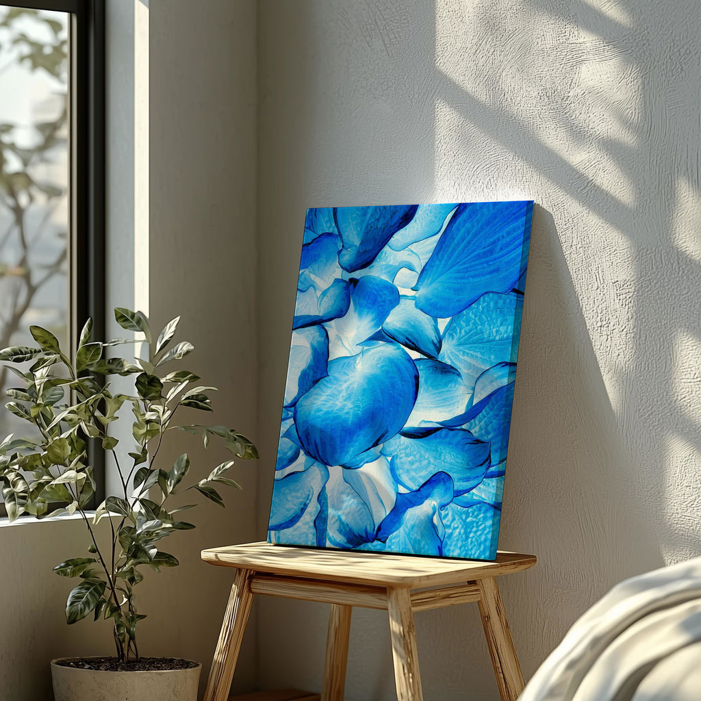 Abstract Bright Blue Flower Petals - Framed Canvas Wall Art Print | House Prints
