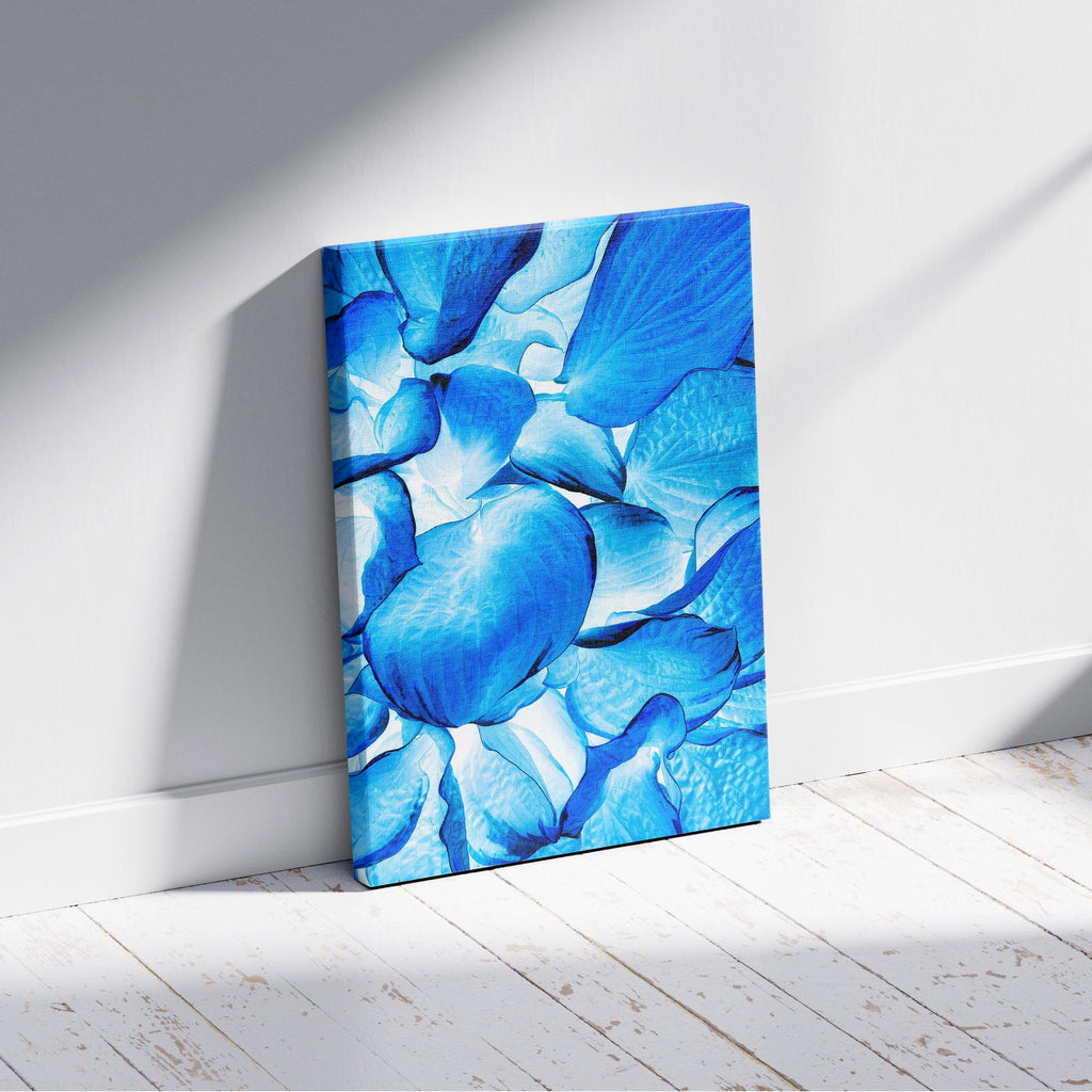 Abstract Bright Blue Flower Petals - Framed Canvas Wall Art Print | House Prints