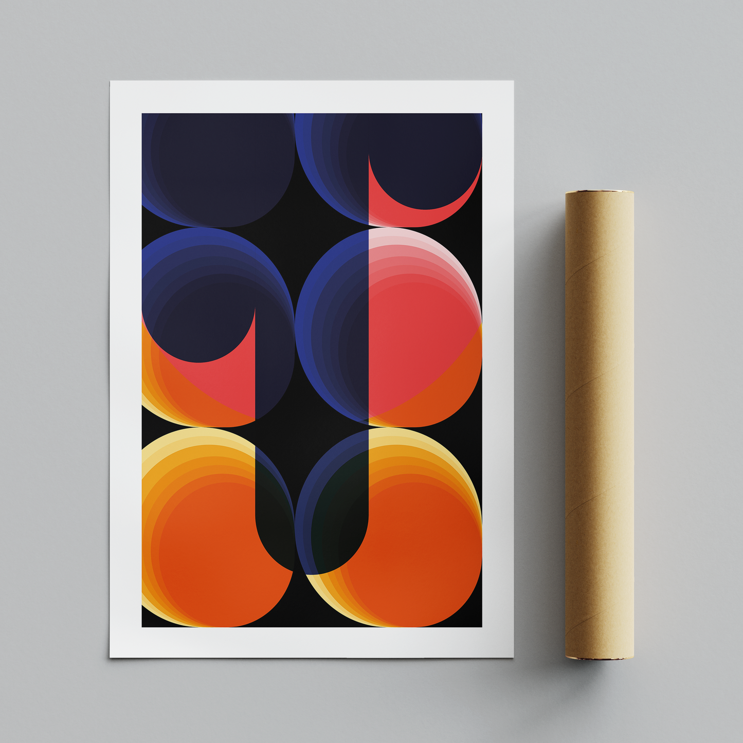 Abstract Bright Coloured Modern Circles - Rolled Poster Wall Art Print - House Prints