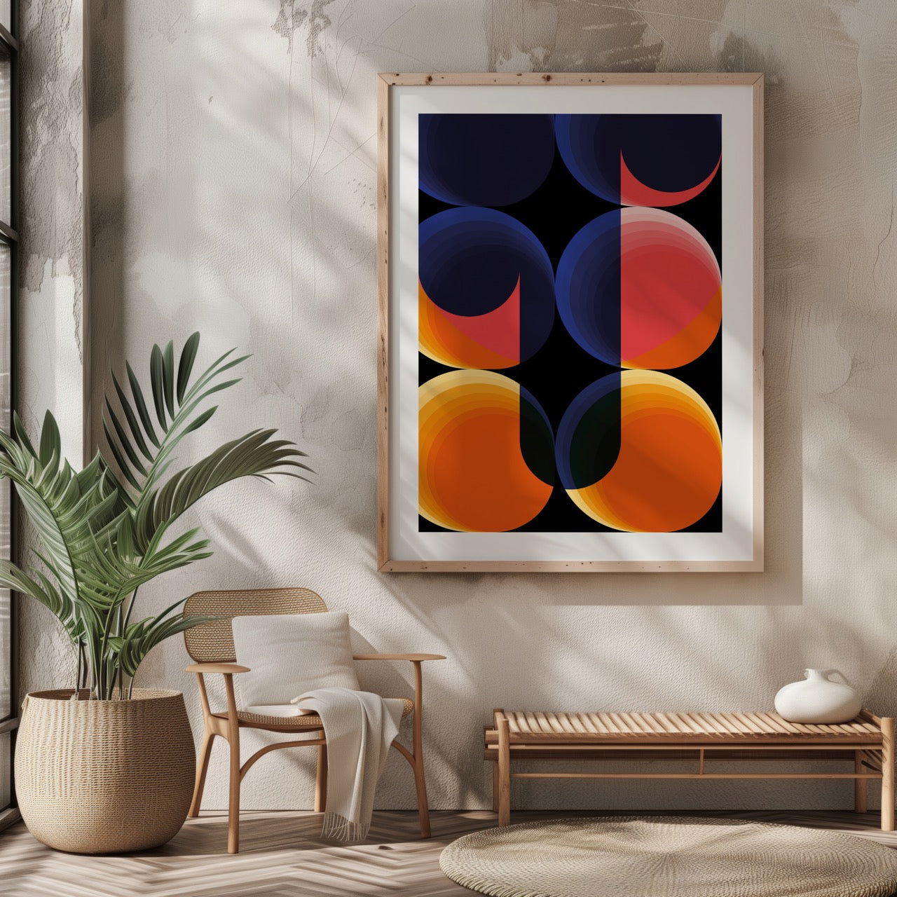 Abstract Bright Coloured Modern Circles - Rolled Poster Wall Art Print - House Prints
