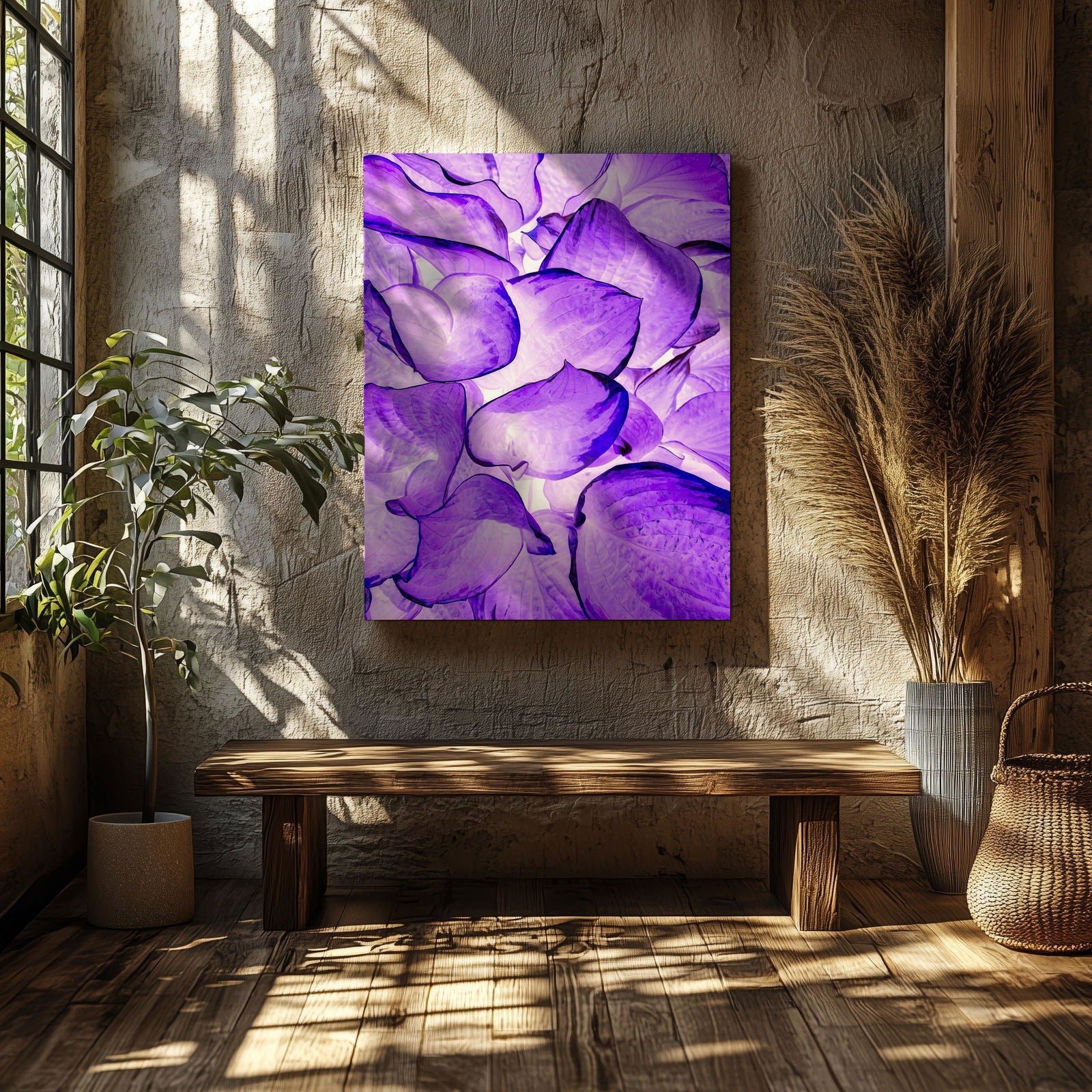 Abstract Bright Purple Flower Petals - Framed Canvas Wall Art Print - House Prints