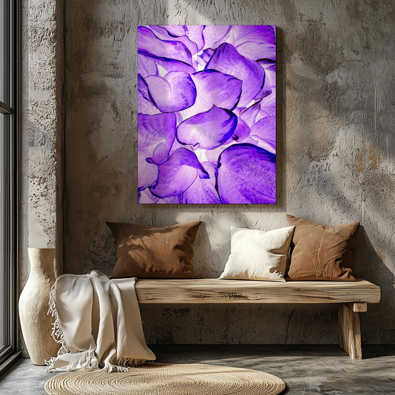 Abstract Bright Purple Flower Petals - Framed Canvas Wall Art Print - House Prints