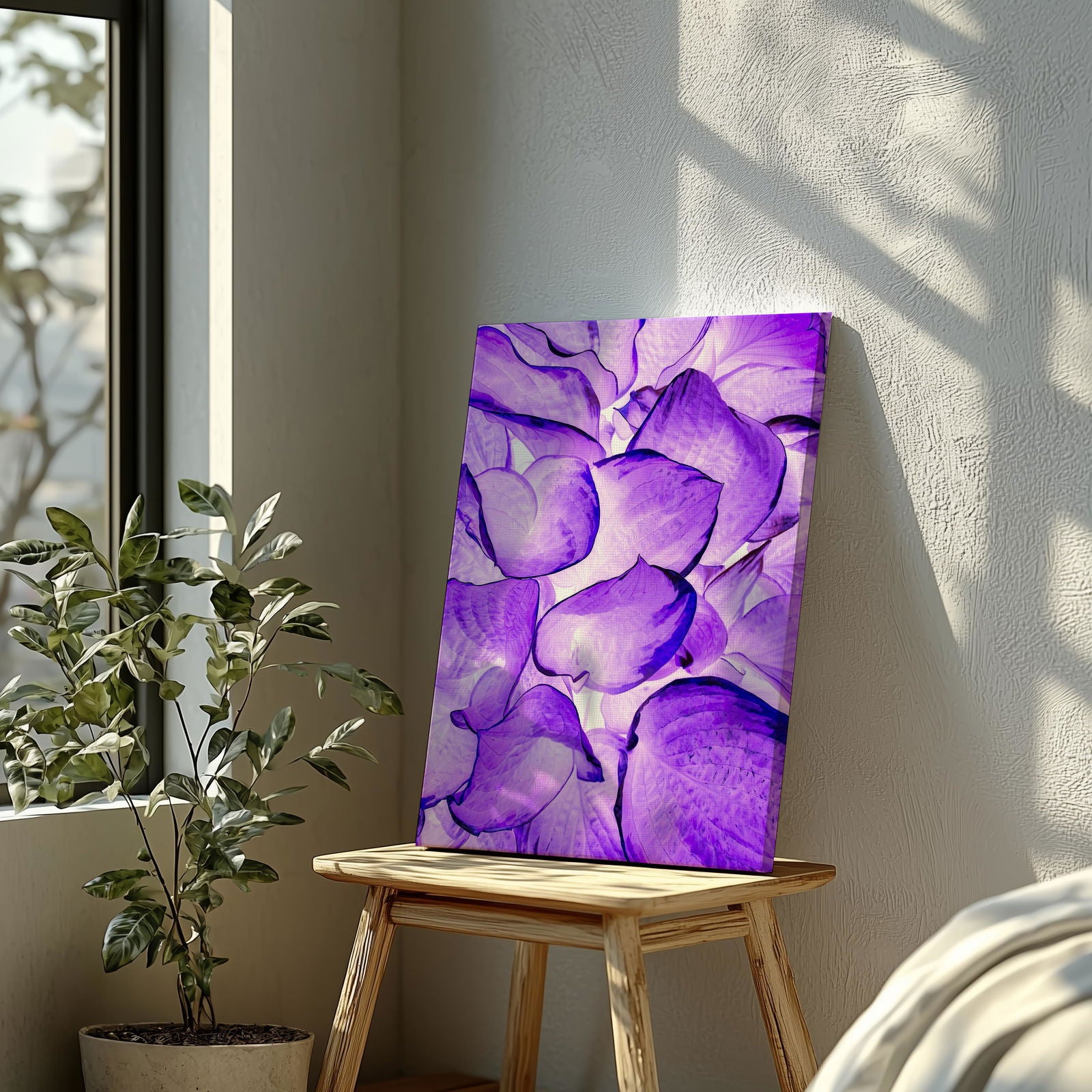 Abstract Bright Purple Flower Petals - Framed Canvas Wall Art Print - House Prints
