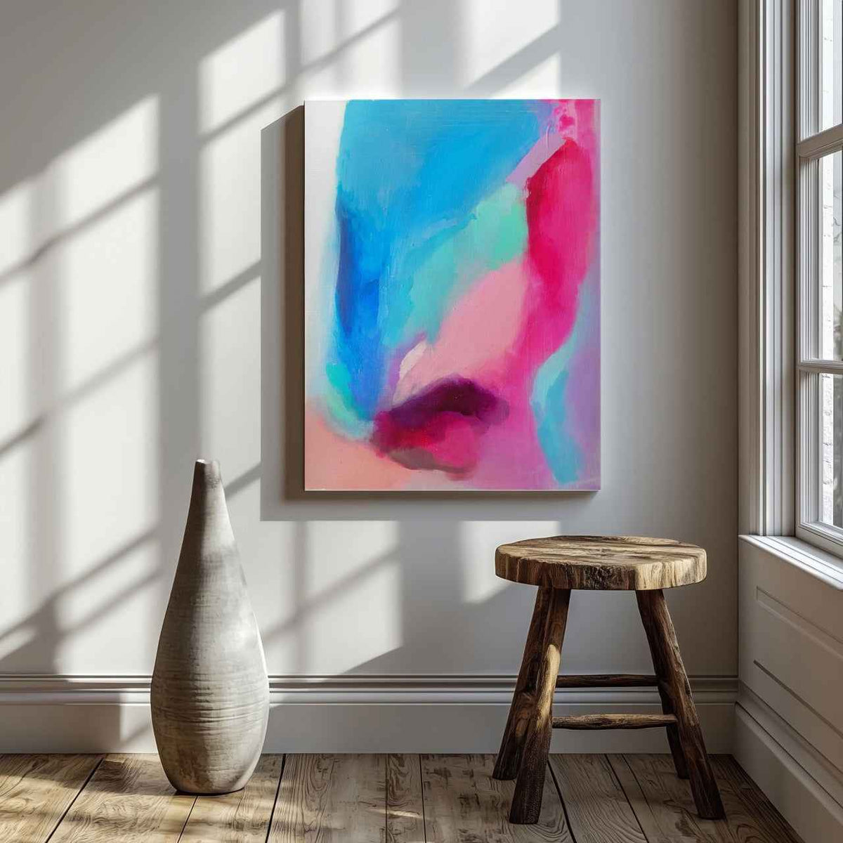 Abstract Bright Spring Watercolour - Framed Canvas Wall Art Print | House Prints