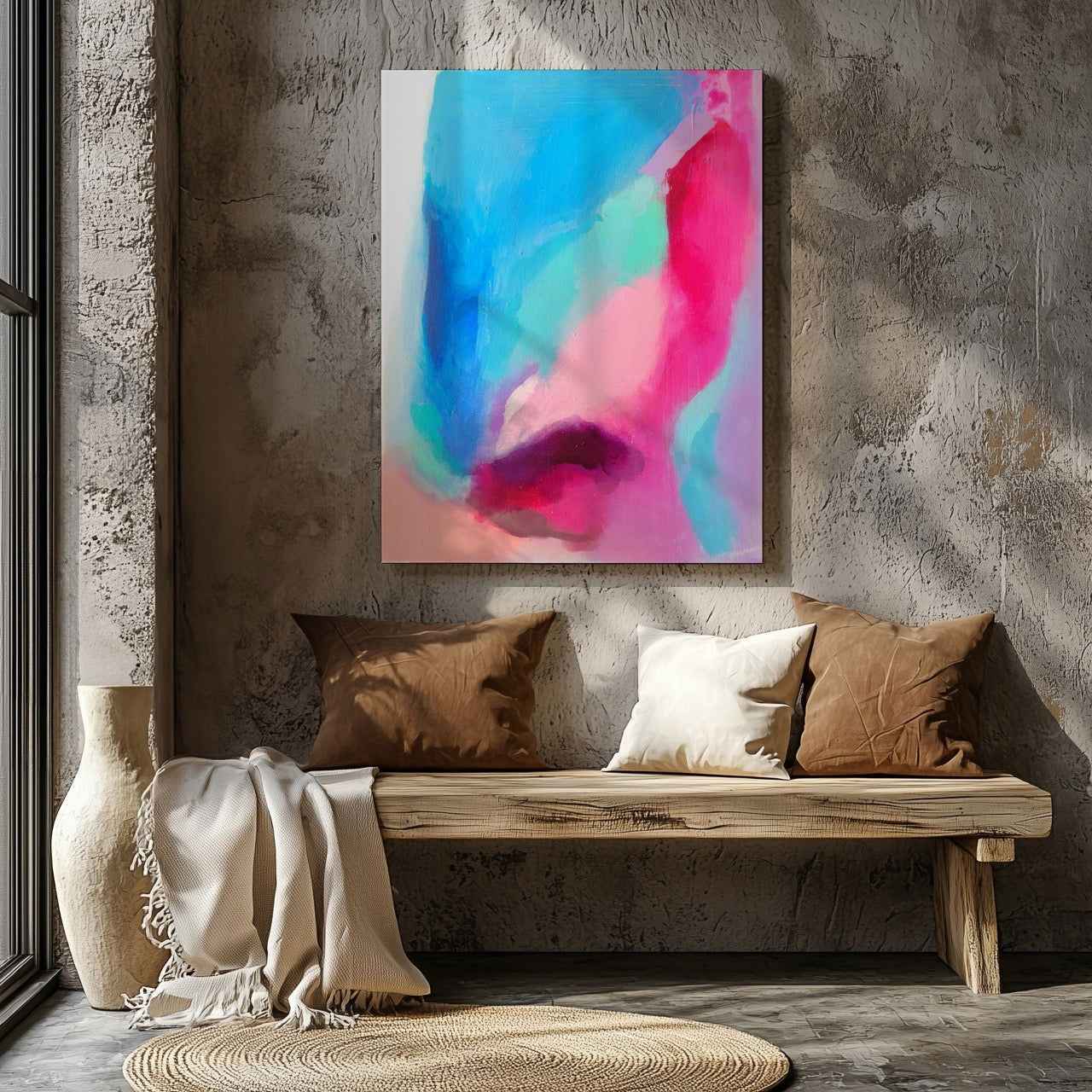 Abstract Bright Spring Watercolour - Framed Canvas Wall Art Print | House Prints