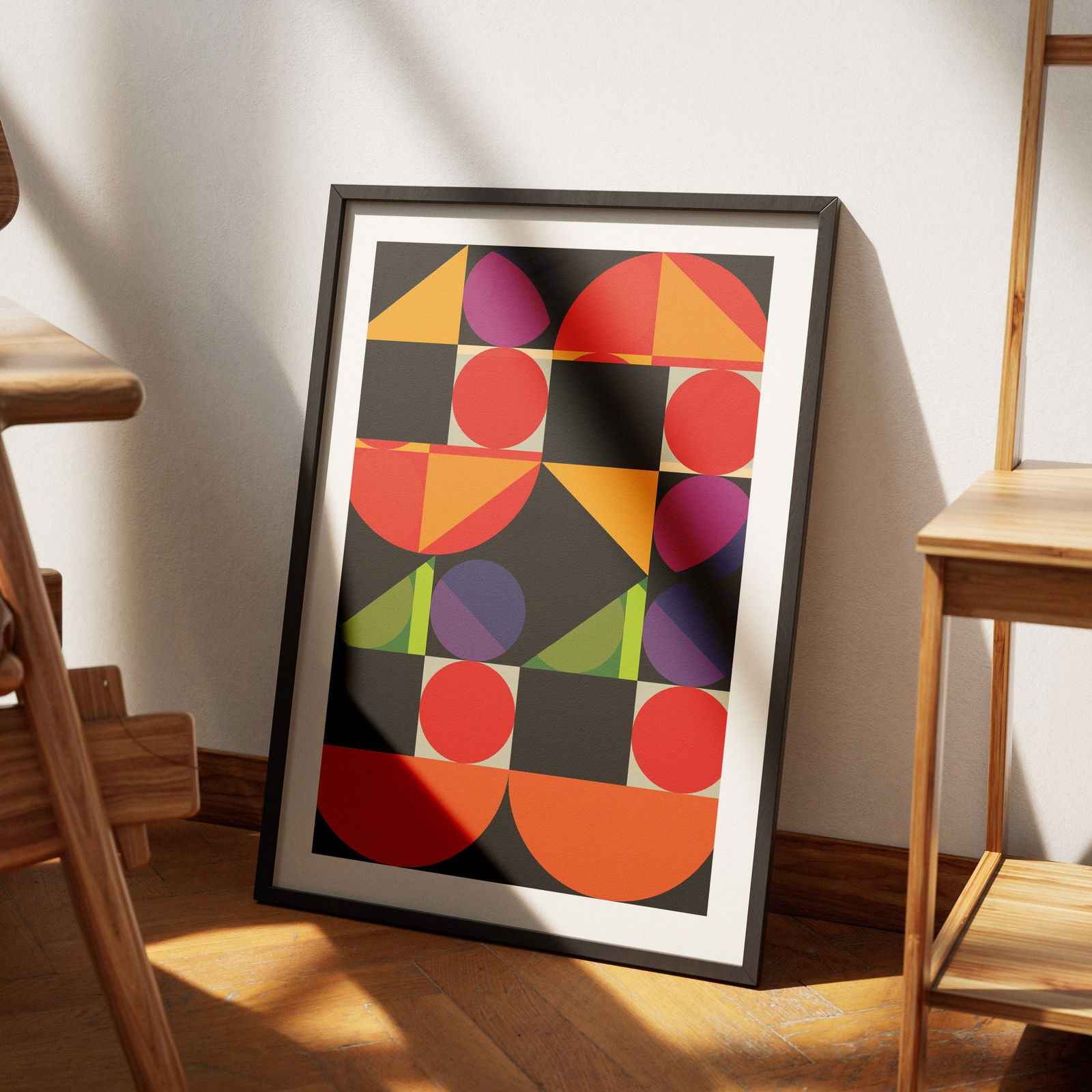 Abstract Colourful Geometric Shapes - Rolled Poster Wall Art Print - House Prints