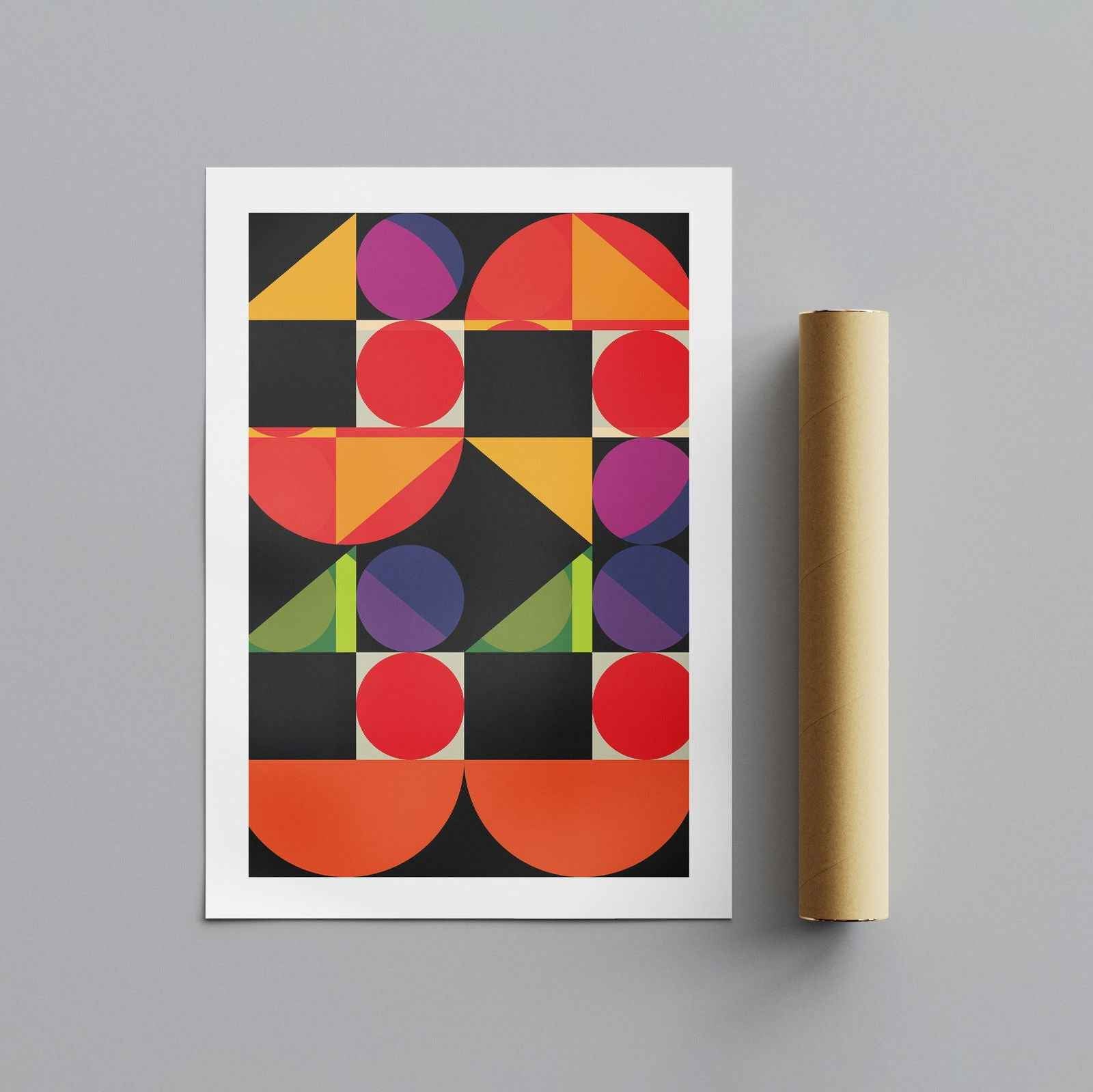 Abstract Colourful Geometric Shapes - Rolled Poster Wall Art Print - House Prints