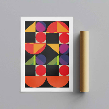 Abstract Colourful Geometric Shapes - Rolled Poster Wall Art Print - House Prints