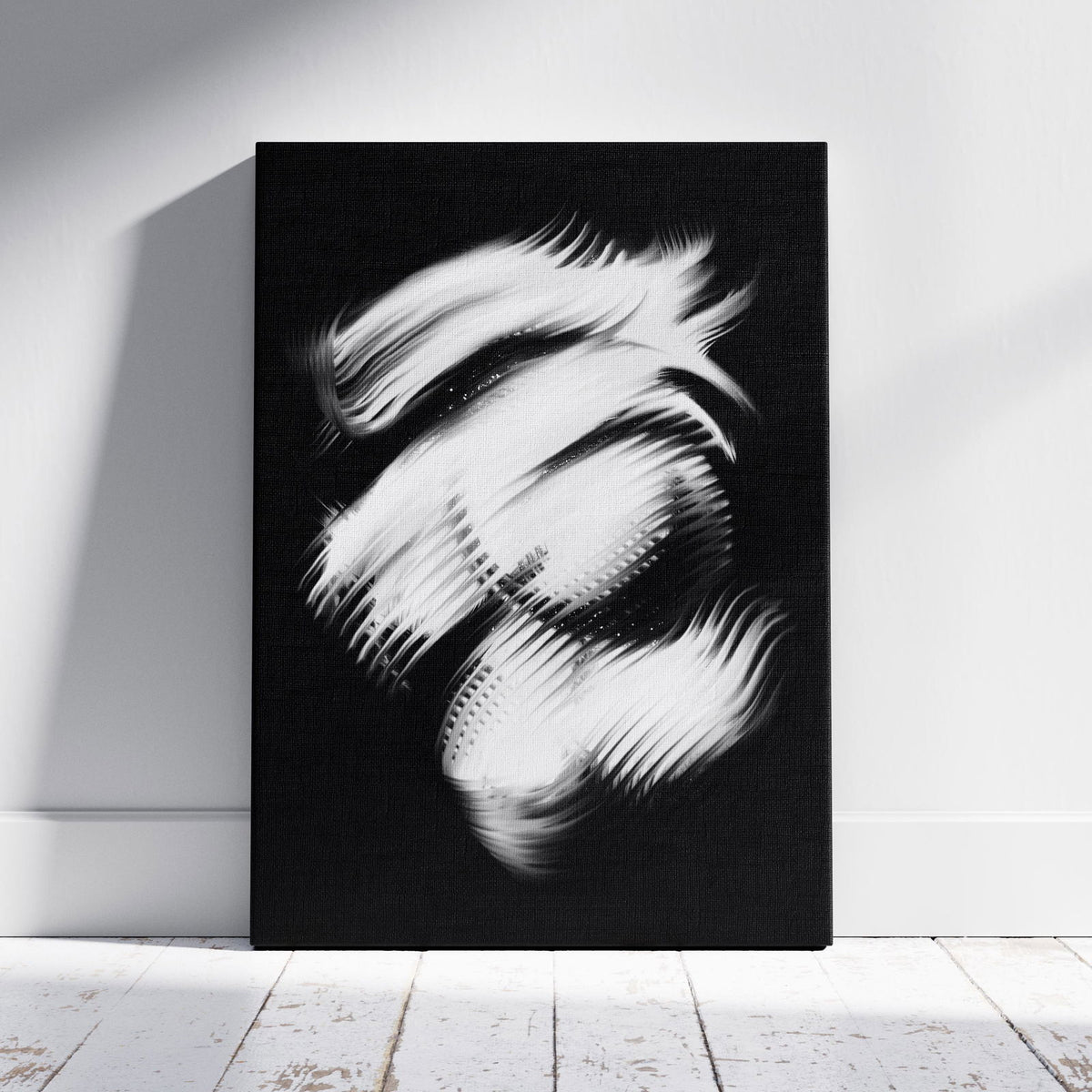 Abstract Modern Black & White Swirl - Framed Canvas Wall Art Print | House Prints