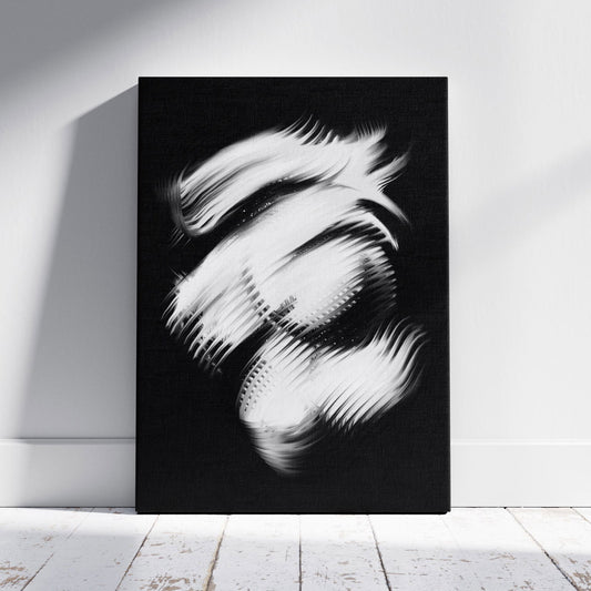 Abstract Modern Black & White Swirl - Framed Canvas Wall Art Print - House Prints