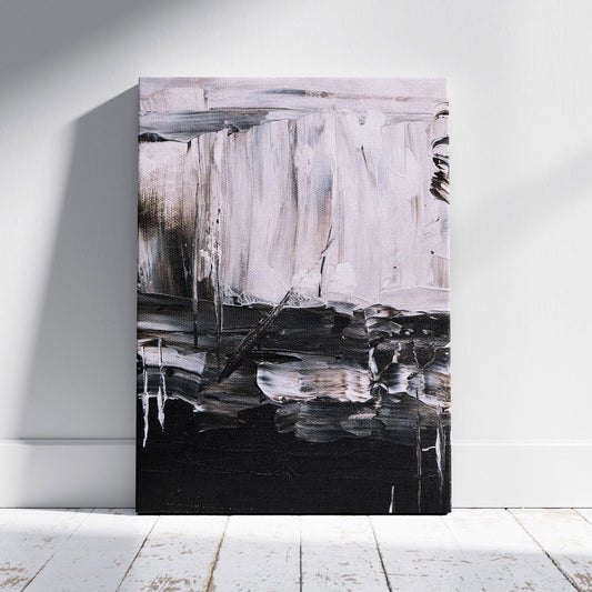 Abstract Monochrome Brush Strokes - Framed Canvas Wall Art Print - House Prints