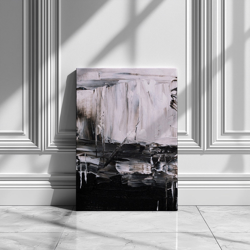 Abstract Monochrome Brush Strokes - Framed Canvas Wall Art Print | House Prints
