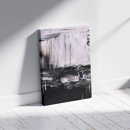 Abstract Monochrome Brush Strokes - Framed Canvas Wall Art Print - House Prints