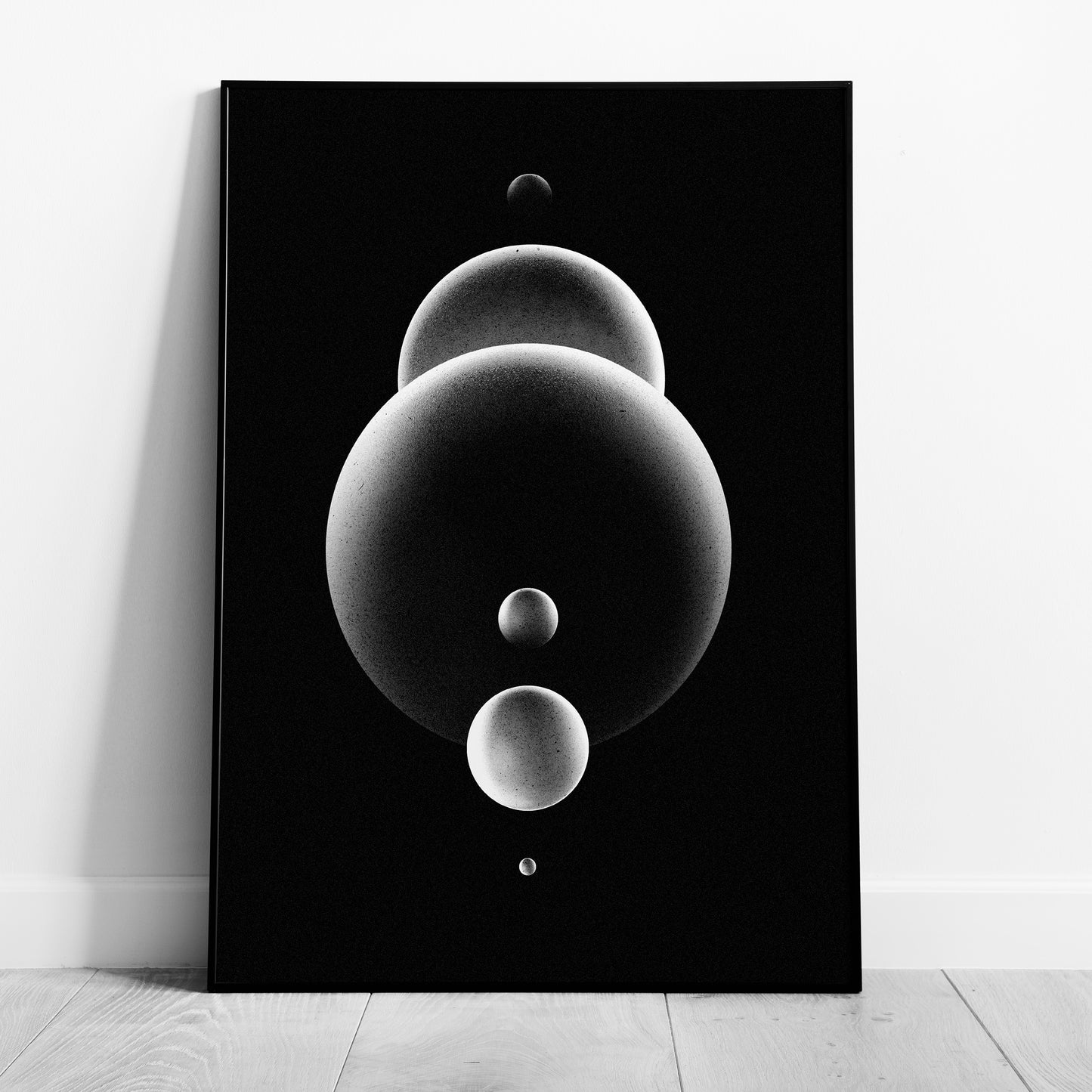 Abstract Monochrome Glowing Spheres - Rolled Poster Wall Art Print - House Prints