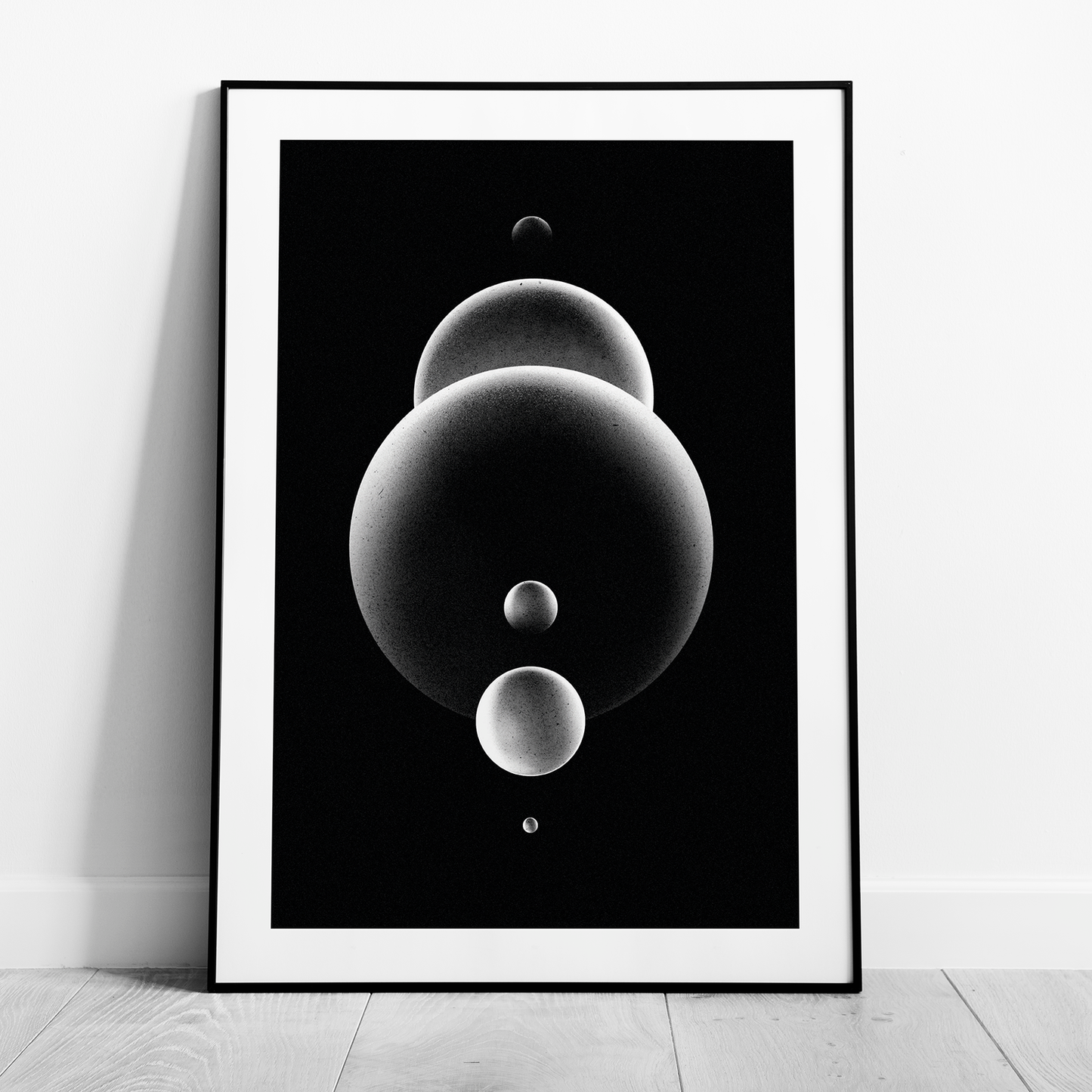Abstract Monochrome Glowing Spheres - Rolled Poster Wall Art Print - House Prints