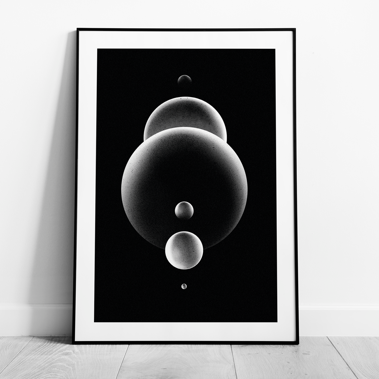 Abstract Monochrome Glowing Spheres - Rolled Poster Wall Art Print - House Prints