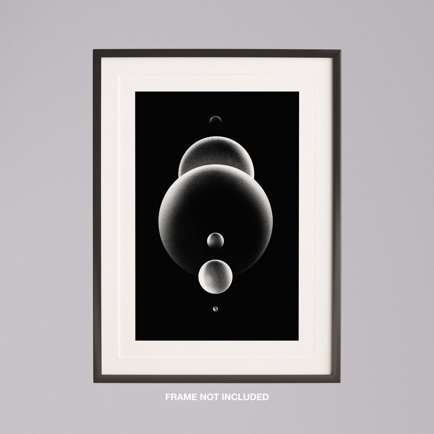 Abstract Monochrome Glowing Spheres - Rolled Poster Wall Art Print - House Prints