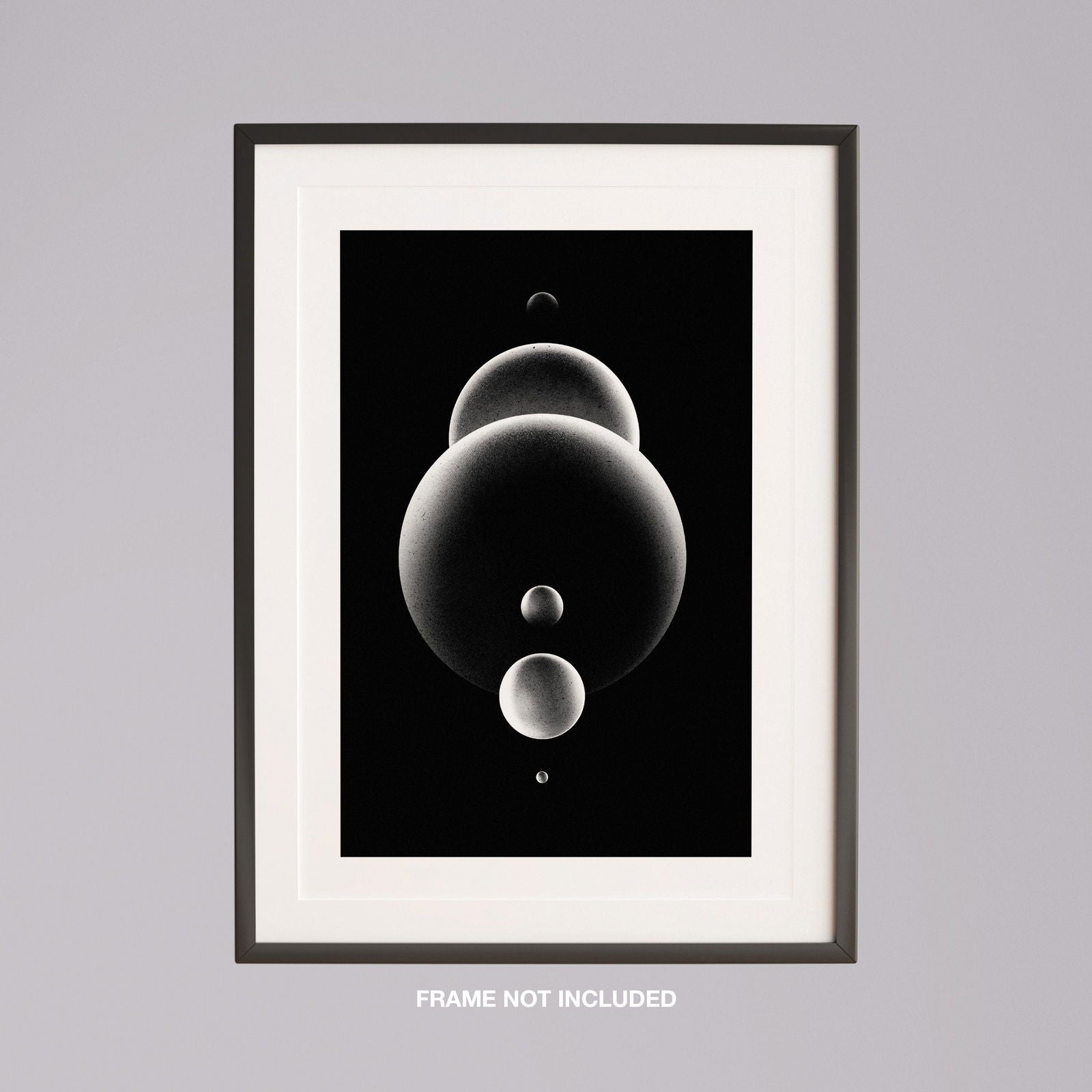 Abstract Monochrome Glowing Spheres - Rolled Poster Wall Art Print - House Prints