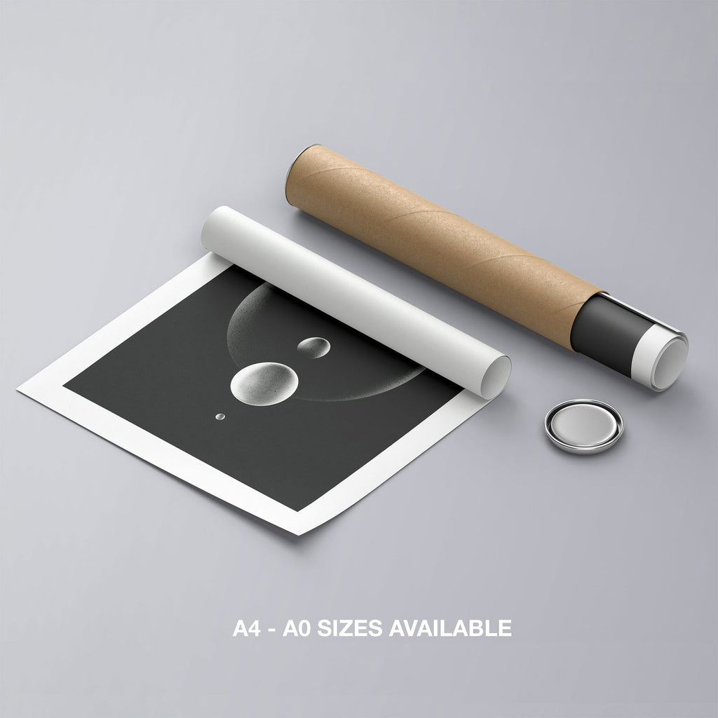Abstract Monochrome Glowing Spheres - Rolled Poster Wall Art Print | House Prints