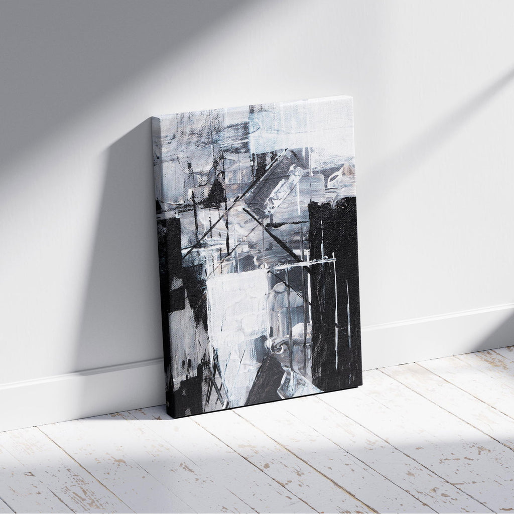 Abstract Monochrome Line Strokes - Framed Canvas Wall Art Print | House Prints