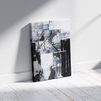Abstract Monochrome Line Strokes - Framed Canvas Wall Art Print | House Prints