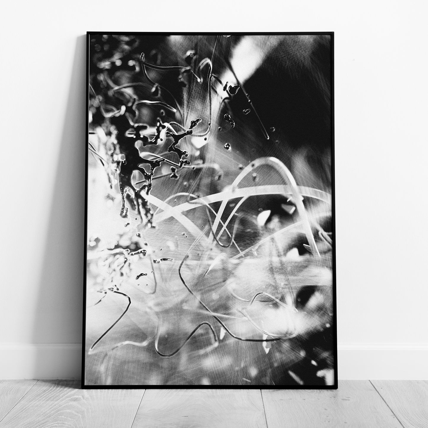 Abstract Monochrome Liquid Splash Drops - Rolled Poster Wall Art Print - House Prints