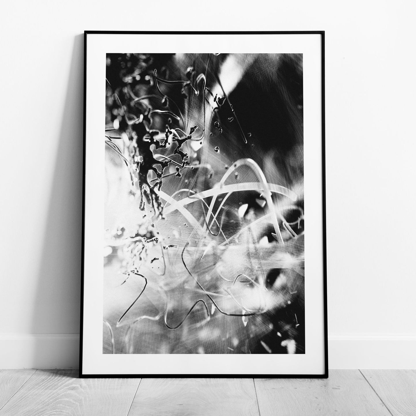 Abstract Monochrome Liquid Splash Drops - Rolled Poster Wall Art Print - House Prints