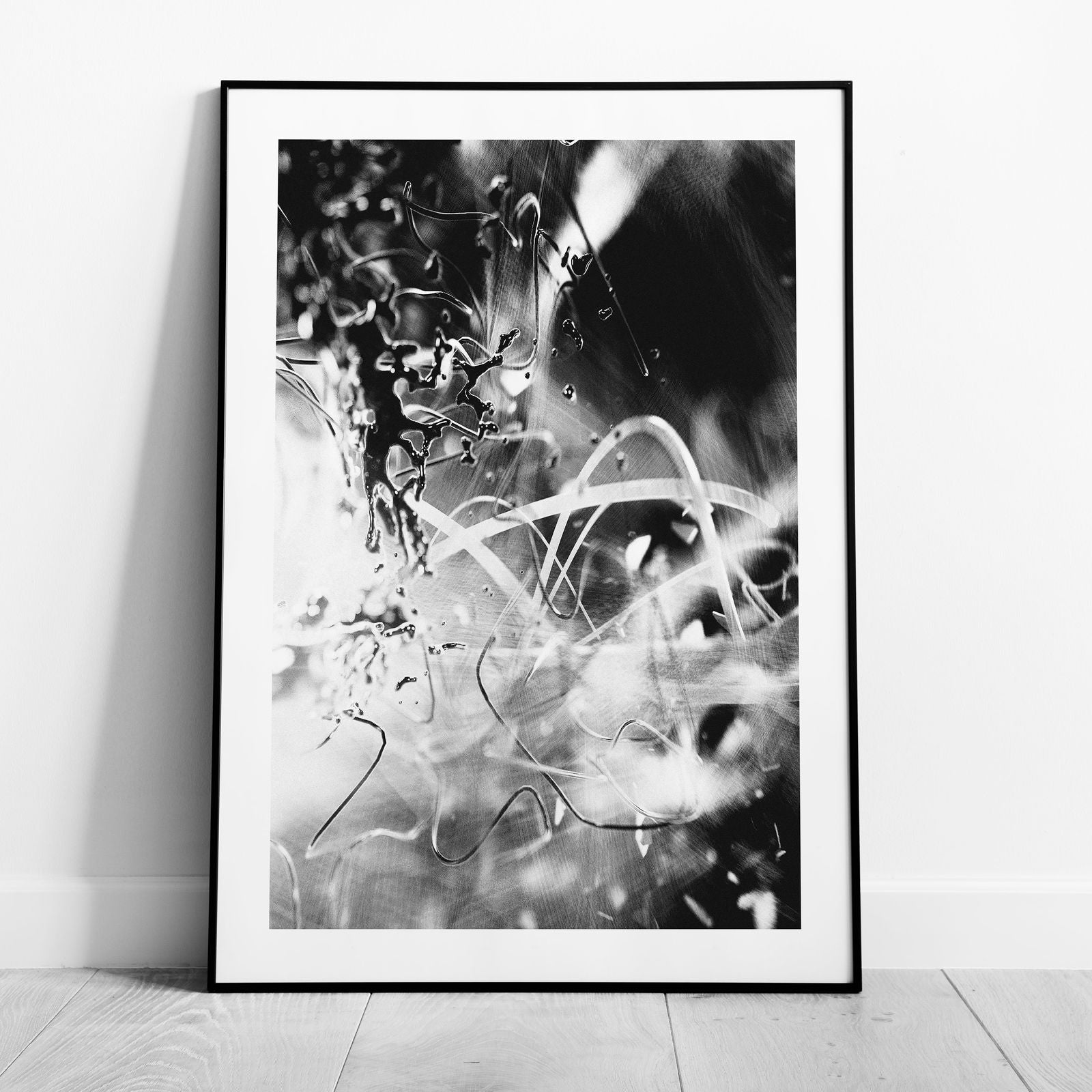 Abstract Monochrome Liquid Splash Drops - Rolled Poster Wall Art Print | House Prints