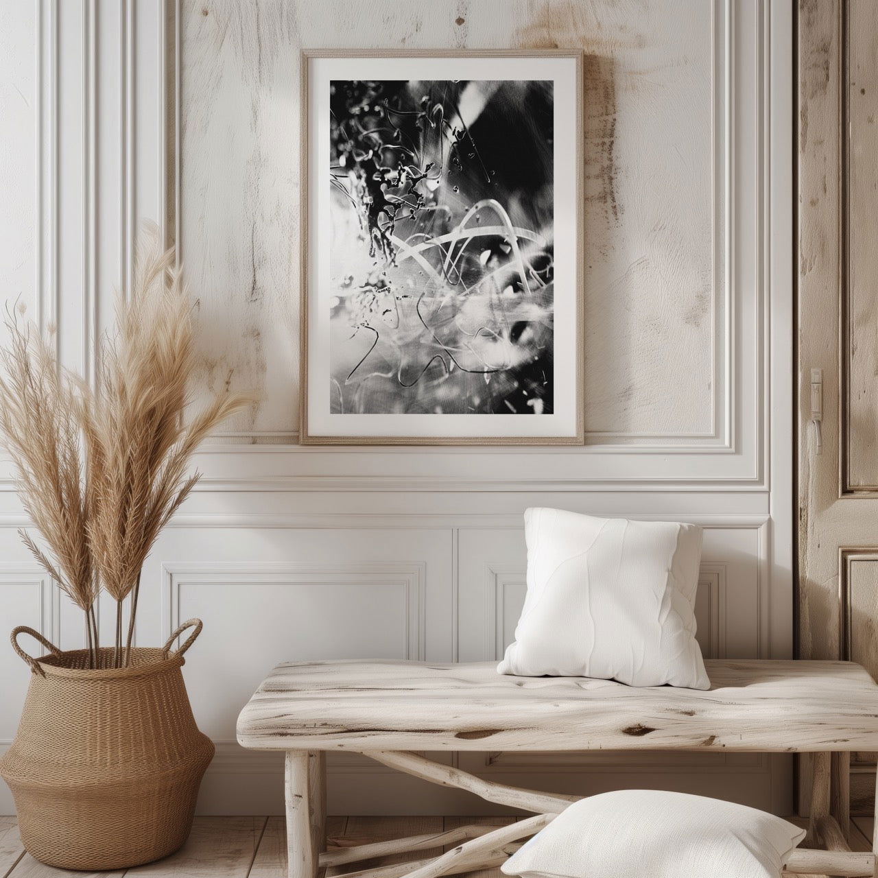 Abstract Monochrome Liquid Splash Drops - Rolled Poster Wall Art Print - House Prints