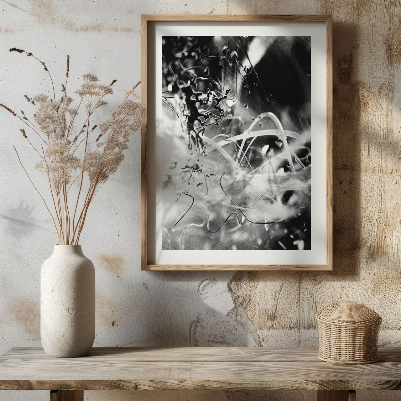 Abstract Monochrome Liquid Splash Drops - Rolled Poster Wall Art Print - House Prints