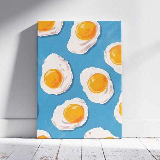 Abstract Morning Blue Fried Eggs - Framed Canvas Wall Art Print - House Prints