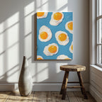 Abstract Morning Blue Fried Eggs - Framed Canvas Wall Art Print | House Prints