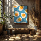 Abstract Morning Blue Fried Eggs - Framed Canvas Wall Art Print | House Prints