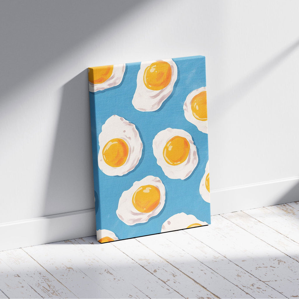 Abstract Morning Blue Fried Eggs - Framed Canvas Wall Art Print | House Prints