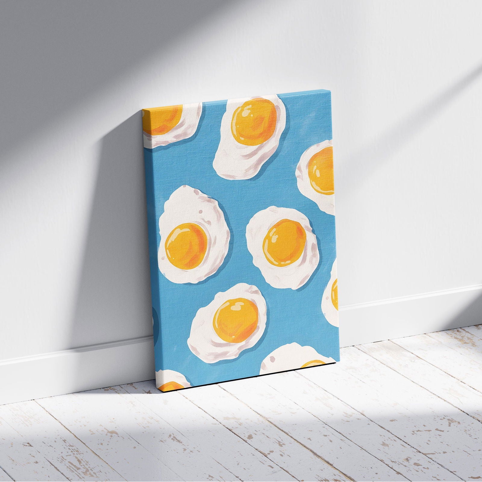 Abstract Morning Blue Fried Eggs - Framed Canvas Wall Art Print | House Prints