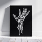 Abstract Silver Chrome Hand - Framed Canvas Wall Art Print | House Prints