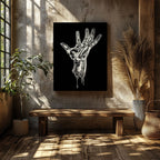 Abstract Silver Chrome Hand - Framed Canvas Wall Art Print | House Prints