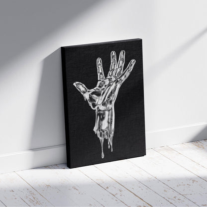 Abstract Silver Chrome Hand - Framed Canvas Wall Art Print - House Prints