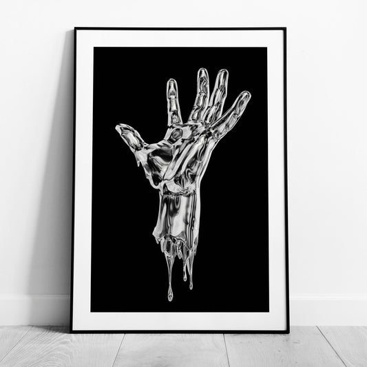 Abstract Silver Chrome Hand - Rolled Poster Wall Art Print - House Prints