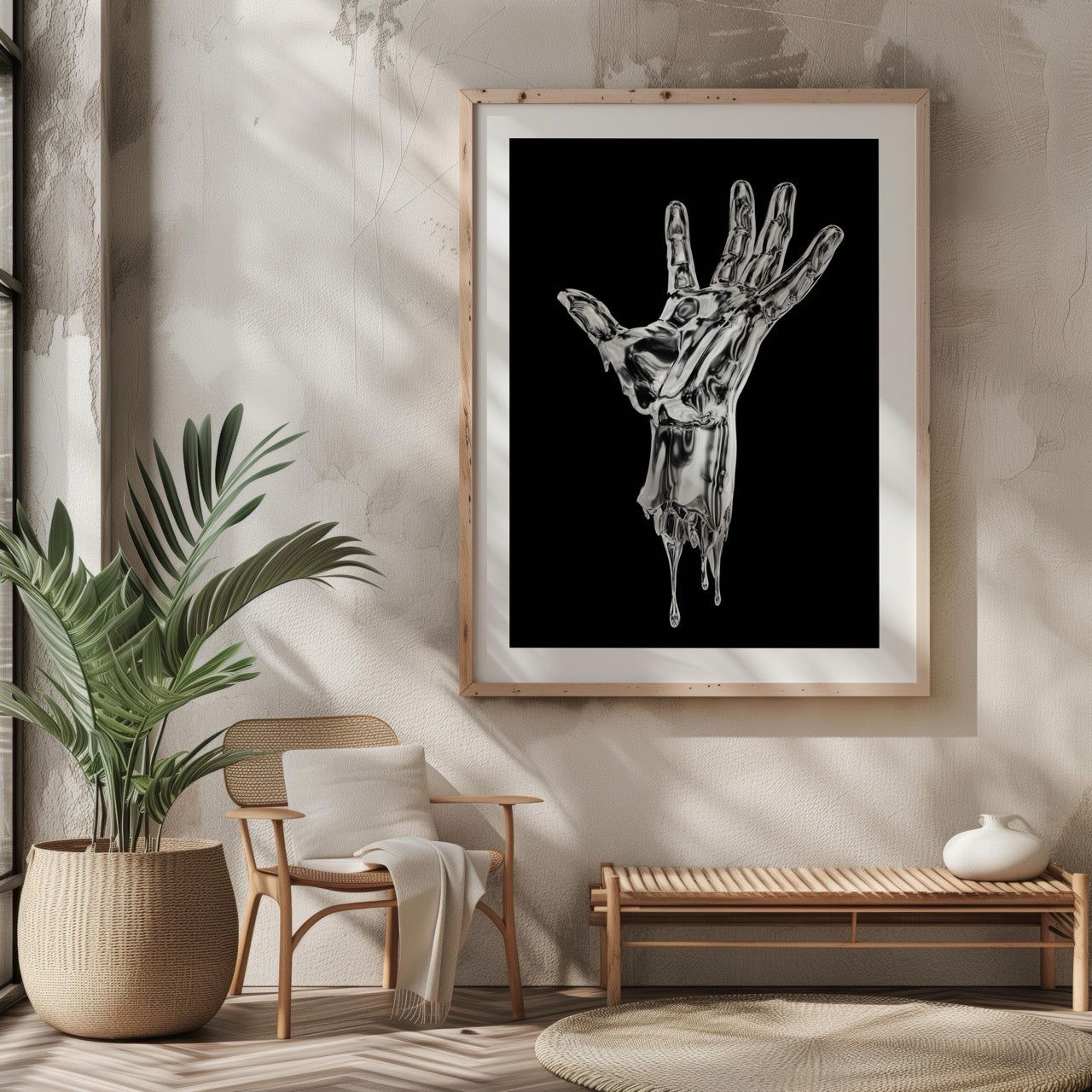 Abstract Silver Chrome Hand - Rolled Poster Wall Art Print - House Prints