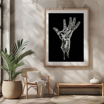 Abstract Silver Chrome Hand - Rolled Poster Wall Art Print - House Prints