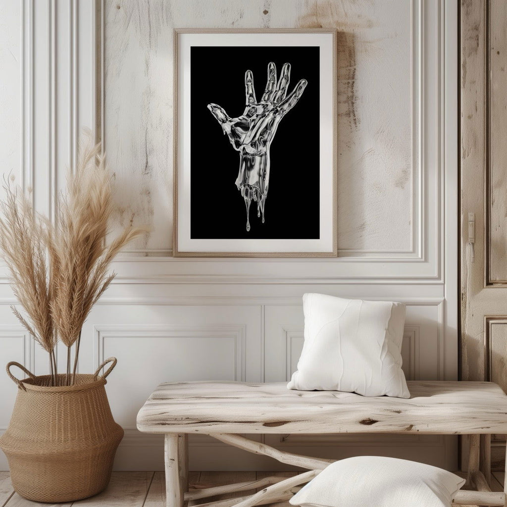 Abstract Silver Chrome Hand - Rolled Poster Wall Art Print | House Prints