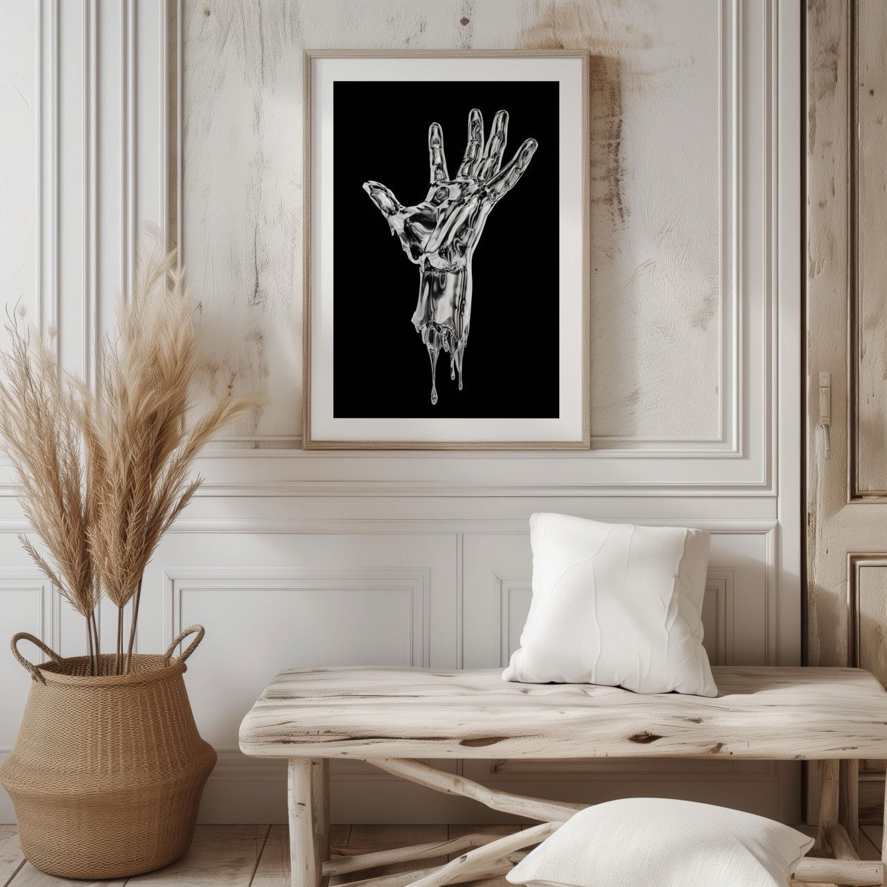 Abstract Silver Chrome Hand - Rolled Poster Wall Art Print - House Prints
