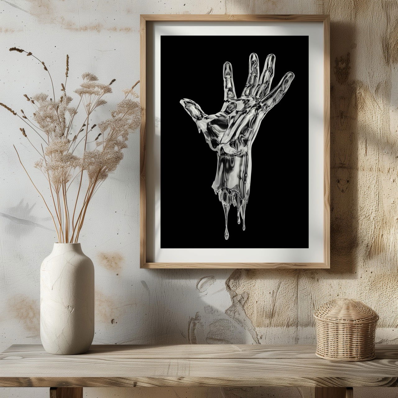 Abstract Silver Chrome Hand - Rolled Poster Wall Art Print - House Prints