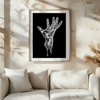 Abstract Silver Chrome Hand - Rolled Poster Wall Art Print - House Prints